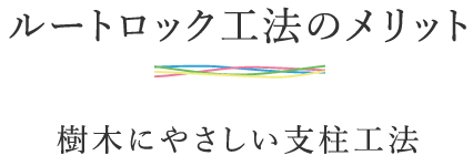 ルートロック工法のメリット 樹木にやさしい支柱工法